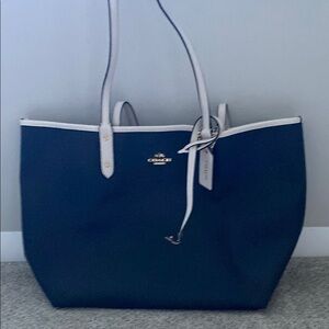 Coach Blue Tote Bag with Structured Design